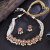 Sukkhi Captivating Red Gold Plated Pearl Choker Necklace Set For Women