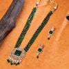 Sukkhi Charming Green Gold Plated Pearl Long Haram Necklace Set For Women
