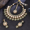 Sukkhi Elfin White Gold Plated Kundan & Pearl Collar Necklace Set For Women