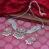 Sukkhi Entrancing Sky Blue Rhodium Plated Pearl Collar Necklace Set For Women