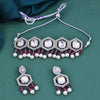 Sukkhi Glamorous Purple And White Rhodium Plated Kundan & Pearl & Cz Choker Necklace Set For Women