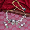 Sukkhi  (Also Glamourous) White Gold Plated Cz & Pearl Choker Necklace Set For Women