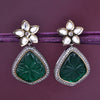 Sukkhi Comely Green Rhodium Plated Color Stone Drop Earring For Women