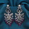 Sukkhi Gorgeous Purple Rhodium Plated Cz & Pearl Dangler Earring For Women