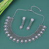 Sukkhi Elegant Silver Rhodium Plated Cz Choker Necklace Set For Women