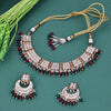 Sukkhi Junoesque Maroon Gold Plated Kundan & Pearl Choker Necklace Set For Women