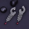 Sukkhi Statuesque White + Maroon Rhodium Plated Cz Dangler Earring For Women