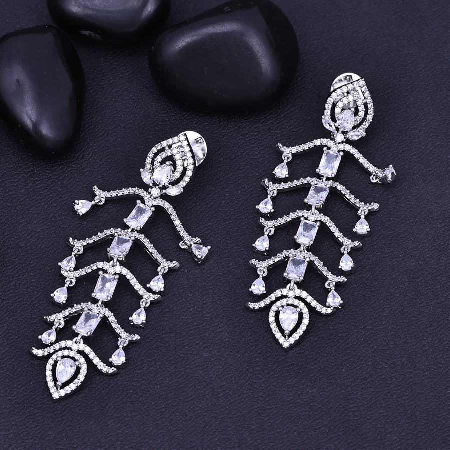 Sukkhi Radiant White Rhodium Plated Cz Dangler Earring For Women