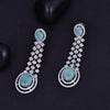 Sukkhi Dainty White And Sky Blue Rhodium Plated Cz Dangler Earring For Women