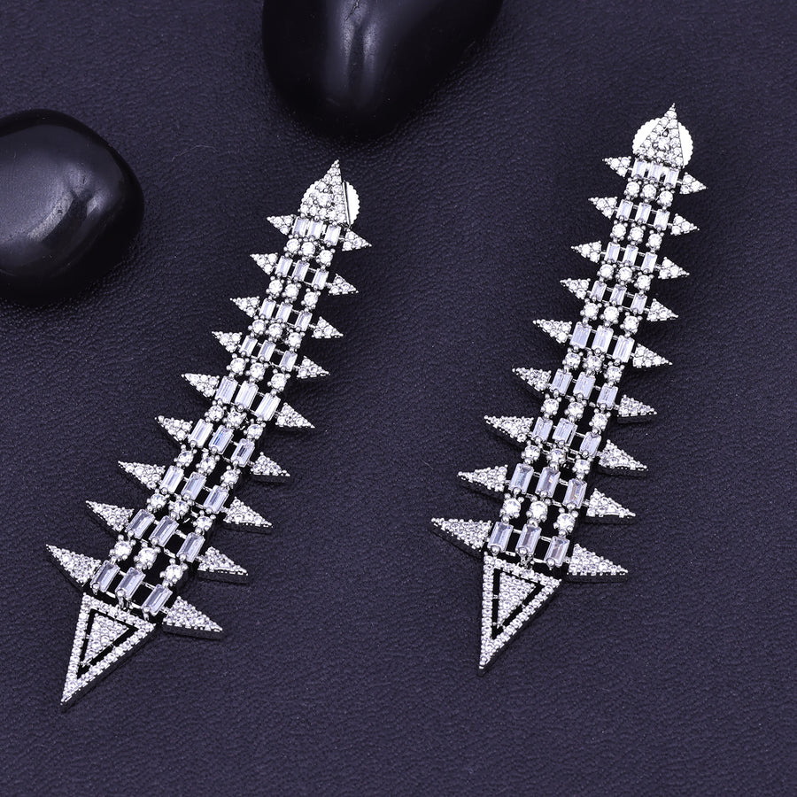 Sukkhi Presentable White Rhodium Plated Cz Dangler Earring For Women