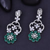 Sukkhi Desirable Green And White Rhodium Plated Cz Dangler Earring For Women