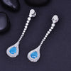 Sukkhi Dollish White And Sky Blue Rhodium Plated Cz Dangler Earring For Women