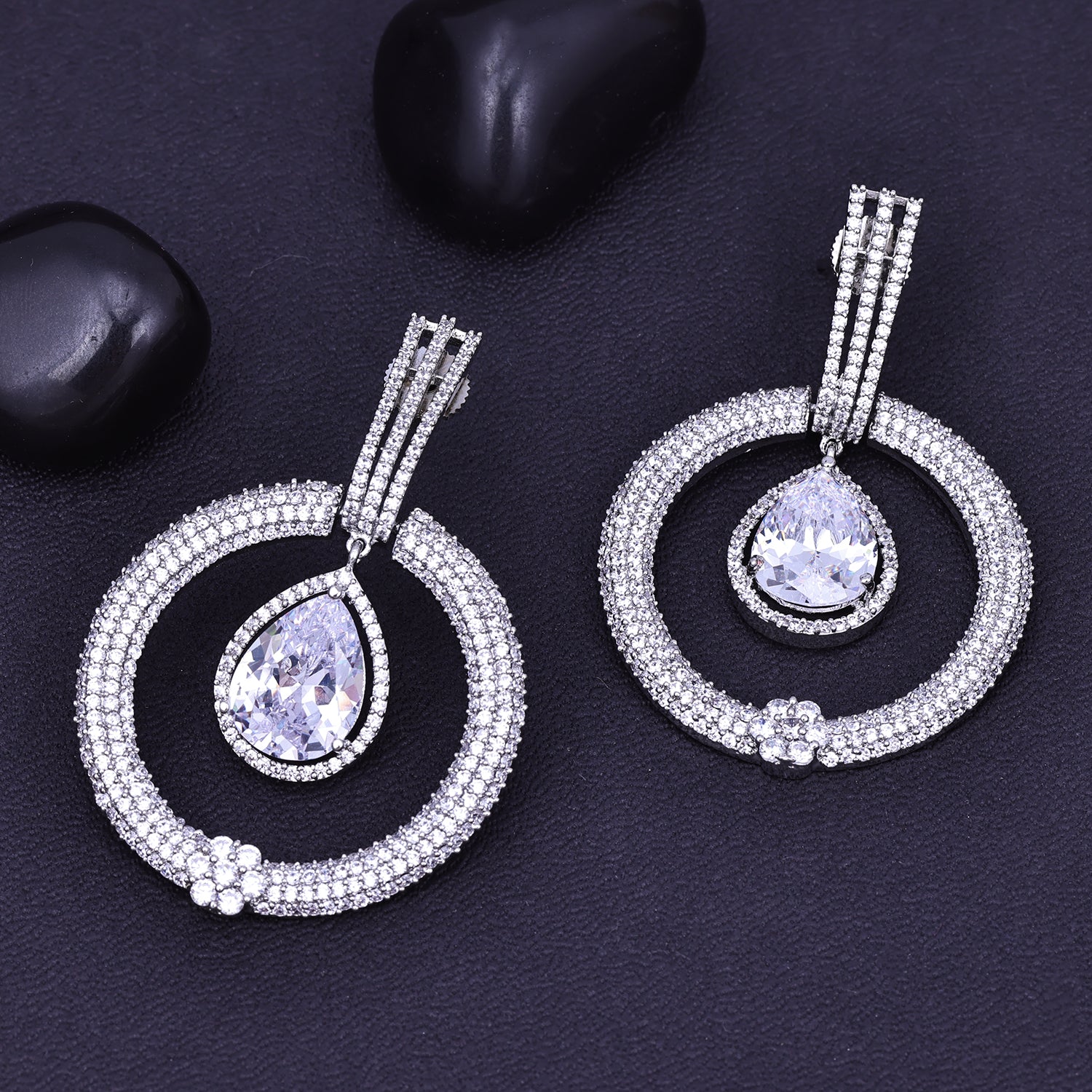 Sukkhi Hot White Rhodium Plated Cz Dangler Earring For Women
