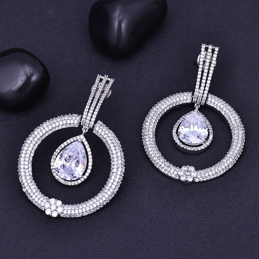 Sukkhi Hot White Rhodium Plated Cz Dangler Earring For Women