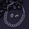 Sukkhi Pulchritudinous Blue Rhodium Plated Cz Choker Necklace Set For Women