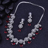 Sukkhi Seductive Red Rhodium Plated Cz Collar Necklace Set For Women