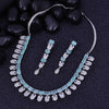 Sukkhi Flamboyant Sky Blue Rhodium Plated Cz Choker Necklace Set For Women