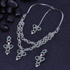 Sukkhi Showstopping Green And White Rhodium Plated Cz Collar Necklace Set For Women