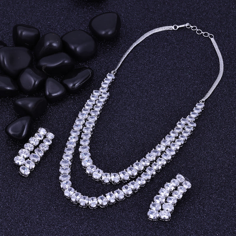 Droplets of Shimmer Diamante and Cubic Zirconia Necklace Set – Curio Cottage
