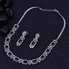 Sukkhi Acceptable Green Rhodium Plated Cz Choker Necklace Set For Women