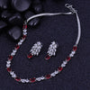 Sukkhi Passable Red Rhodium Plated Cz Choker Necklace Set For Women