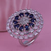 Sukkhi Satisfactory Blue Rhodium Plated Cz Ethnic Ring For Women