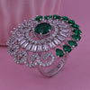 Sukkhi Exceptional Green Rhodium Plated Cz Ethnic Ring For Women