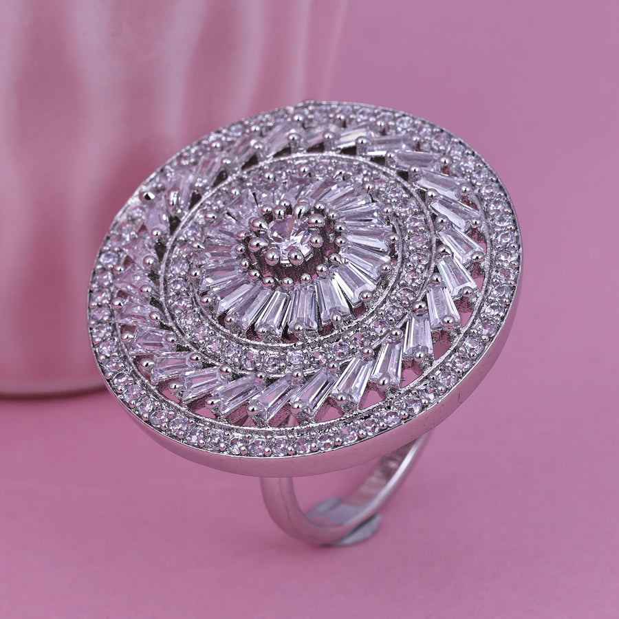 Sterling Silver Cluster Round Simulated Diamond Cocktail Ring - Walmart.com