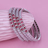 Sukkhi Hypnotizing Pink And Silver Rhodium Plated Cz Contemporary Bangle For Women