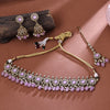 Sukkhi Titillating Light Pink Gold Plated Pearl Choker Necklace Set With Maang Tikka For Women