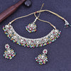 Sukkhi Inviting Multicolor Rhodium Plated Mirror Choker Necklace Set With Maang Tikka For Women