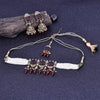 Sukkhi Winning Maroon Rhodium Plated Pearl Choker Necklace Set With Maang Tikka For Women