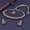 Sukkhi Entrancing Maroon Gold Plated Pearl Choker Necklace Set With Maang Tikka For Women