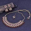 Sukkhi Magnetic Brown Gold Plated Pearl Collar Necklace Set With Maang Tikka For Women
