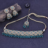 Sukkhi Goodly Turquoise Gold Plated Pearl Choker Necklace Set With Maang Tikka For Women