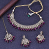 Sukkhi Pretty Purple Gold Plated Pearl Choker Necklace Set With Maang Tikka For Women