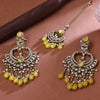 Sukkhi Cunning Yellow Gold Plated Pearl Chandbali Earring Maangtikka For Women