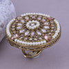 Sukkhi Radiant Light Pink Gold Plated Kundan Ethnic Ring For Women