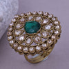 Sukkhi Dollish Green Gold Plated Kundan Ethnic Ring For Women