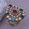 Sukkhi Luscious Multicolor Gold Plated Kundan Ethnic Ring For Women