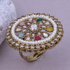 Sukkhi Enthralling Multicolor Gold Plated Kundan Ethnic Ring For Women