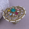 Sukkhi Riveting Multicolor Gold Plated Kundan Ethnic Ring For Women