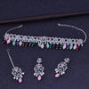 Sukkhi Tantalizing Multicolor Rhodium Plated Cz Choker Necklace Set With Maang Tikka For Women