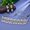 Sukkhi Darling White Gold Plated Kundan & Pearl Choker Necklace Set For Women