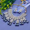 Sukkhi Pleasing Blue Gold Plated Kundan & Pearl Collar Necklace Set For Women