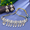 Sukkhi Appealing White Gold Plated Kundan & Pearl Choker Necklace Set For Women