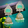 Sukkhi Charming Aqua Green Gold Plated Color Stone Jhumki Earring For Women