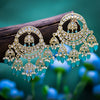 Sukkhi Fascinating Sky Blue Gold Plated Kundan & Pearl Chandbali Earring For Women