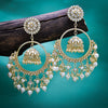 Sukkhi Fetching White Gold Plated Kundan & Pearl Chandbali Earring For Women