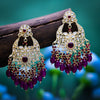 Sukkhi Comely Purple Gold Plated Kundan & Pearl Chandbali Earring For Women